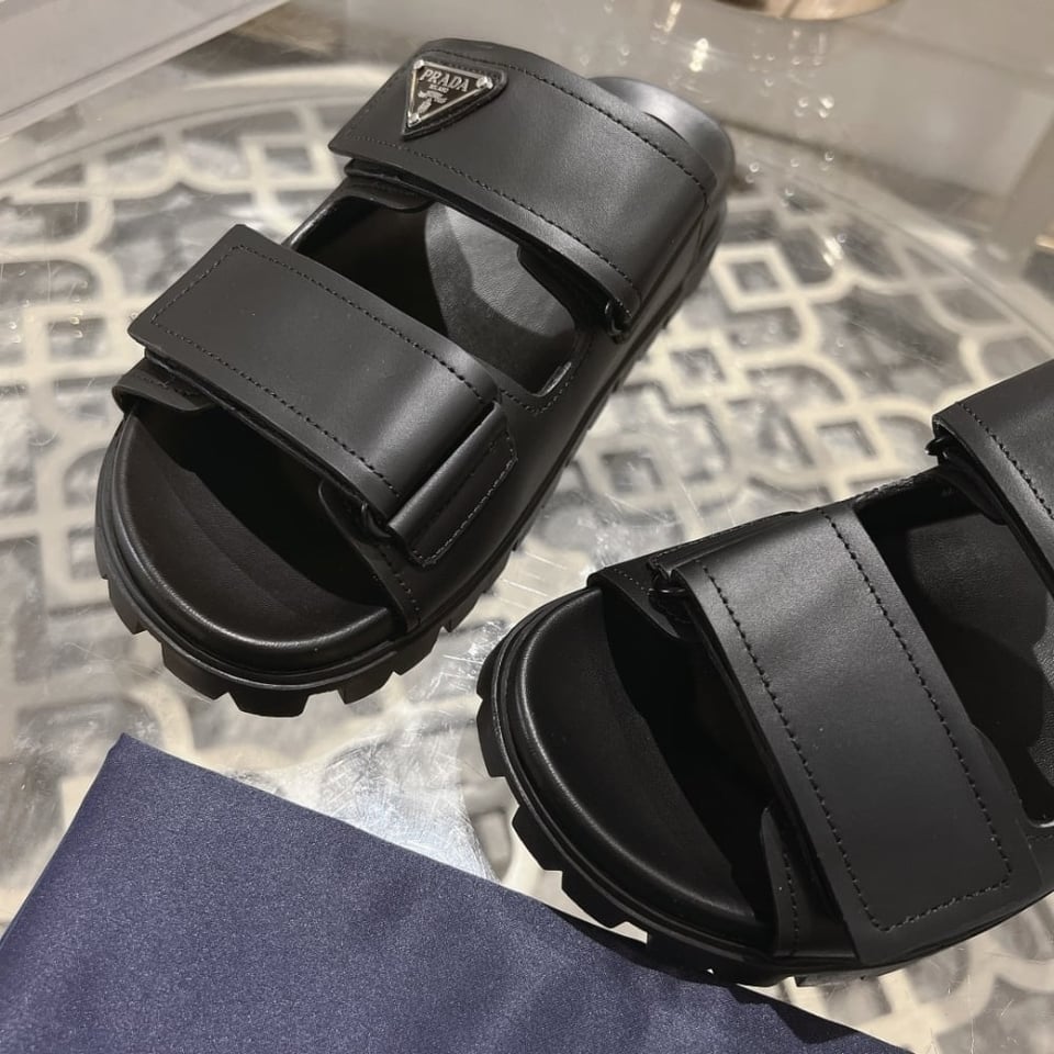 Prada Leather Strap Sandals Black 2X3129 3Lem F0002 view 5