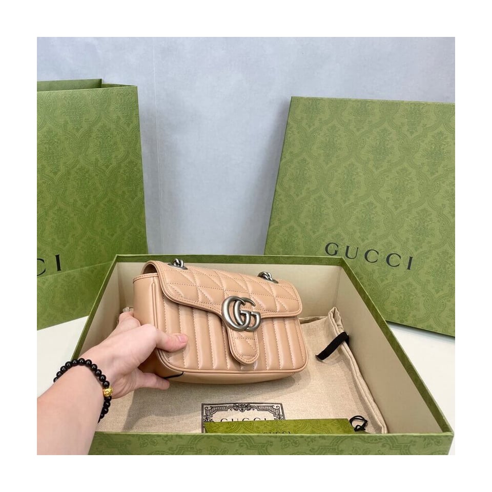 Gucci GG Marmont Mini Shoulder Bag Beige view 9