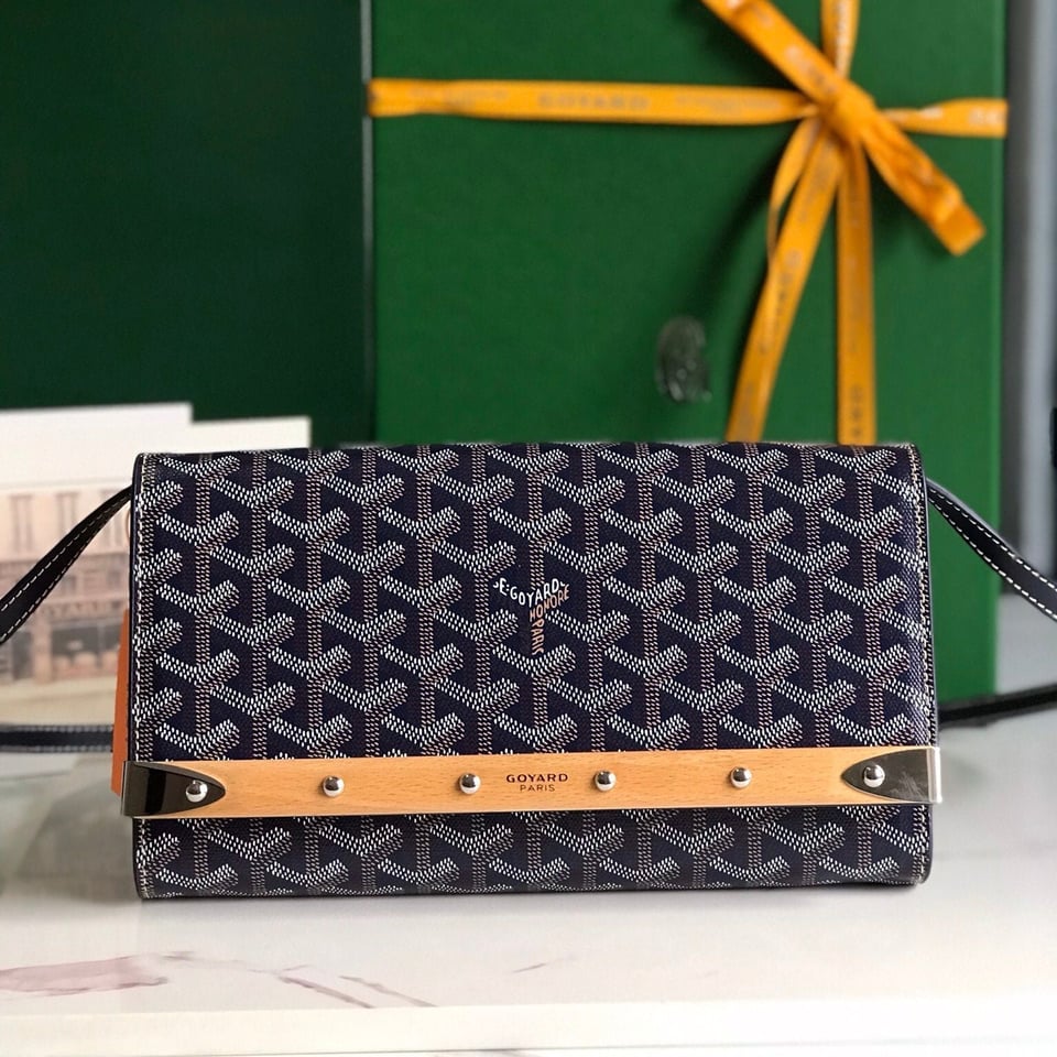 Goyard Monte-Carlo Pm Clutch 25 Cm Navy Blue Goyardine Canvas view 2