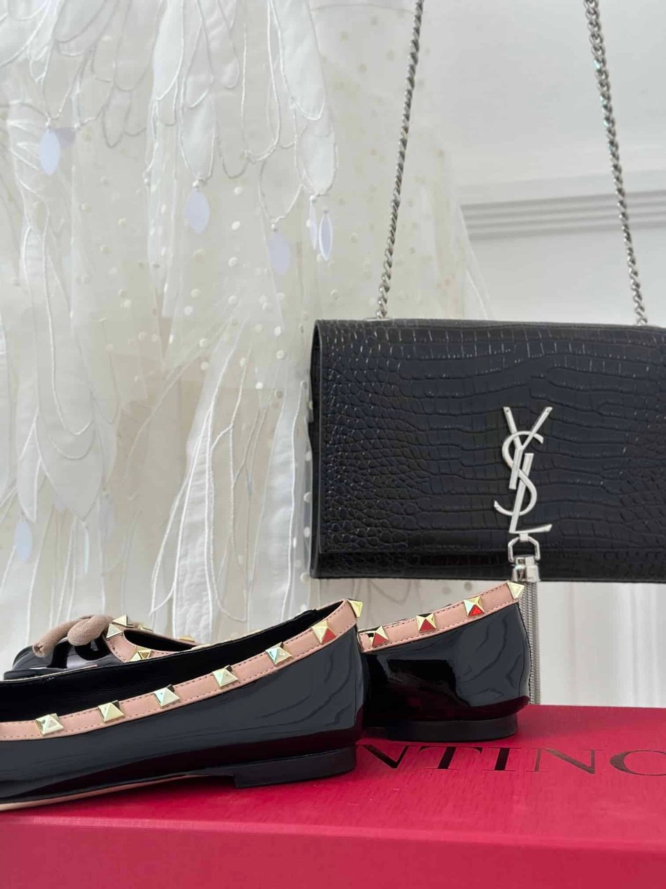 Valentino Garavani Rockstud Patent Leather Ballerina Black 3W2S0Hq5Vnw N71 view 6