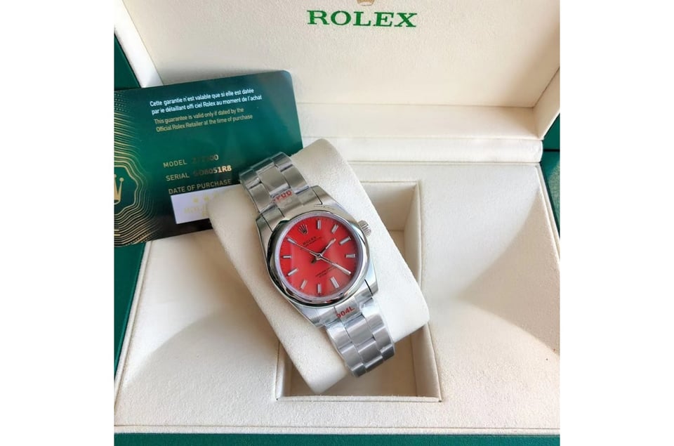 Rolex Oyster Perpetual 31/41mm SS/SS Red/Stk view 6
