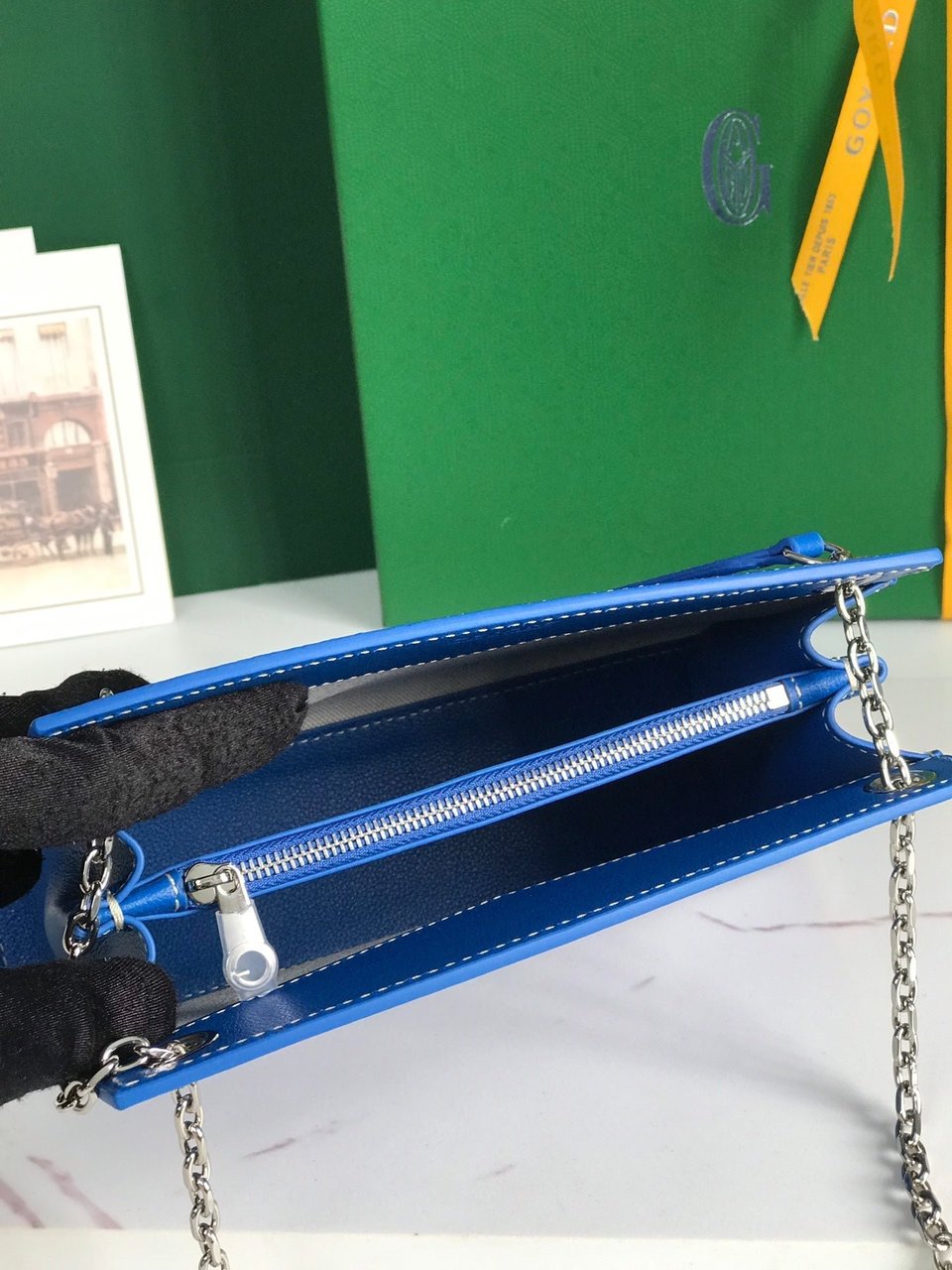 Goyard Rouette Structuré Mini Bag 21 Sapphire Blue Goyardine Canvas And Calfskin view 6