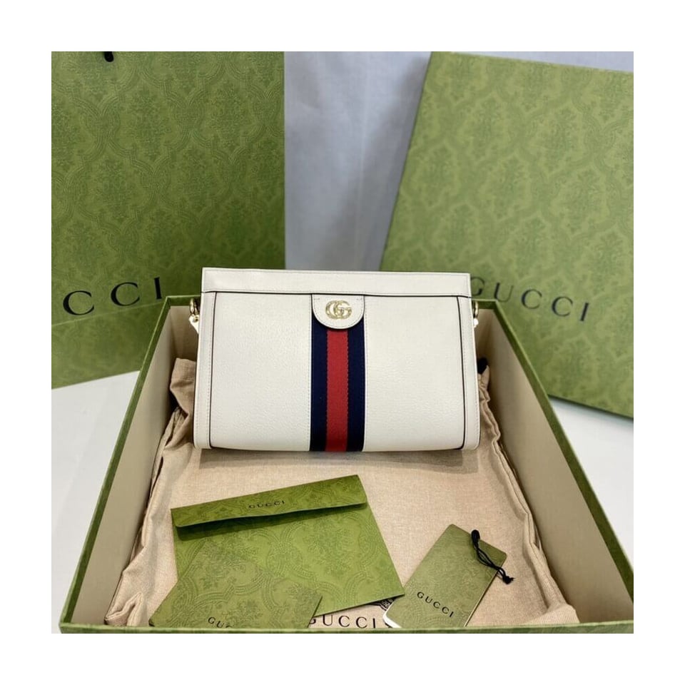 Gucci Ophidia Small Shoulder Bag in White Leather view 6
