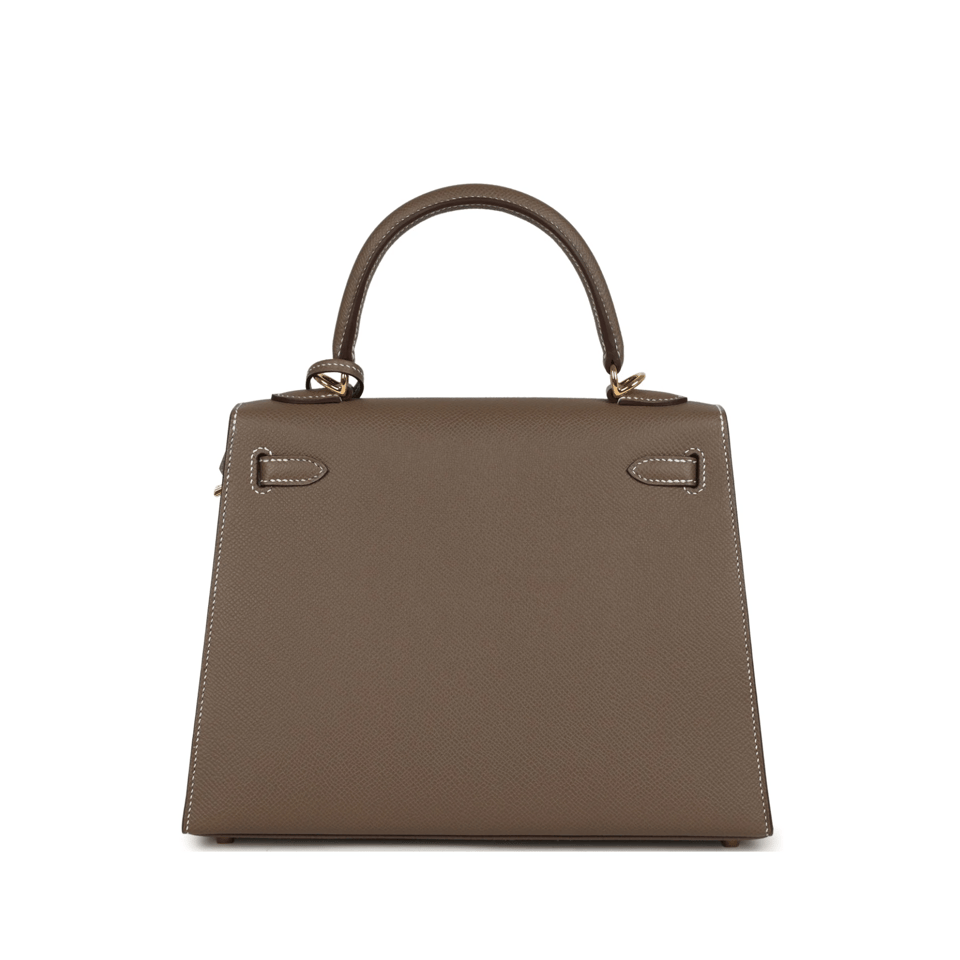 Hermes Kelly 25 Bag In Golden Etoupe Epsom Leather For Women 25cm/10in view 6