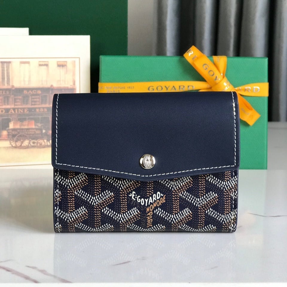Goyard Saint-Gabriel Wallet 12 Cm Navy Blue Calfskin And Goyardine Canvas view 10