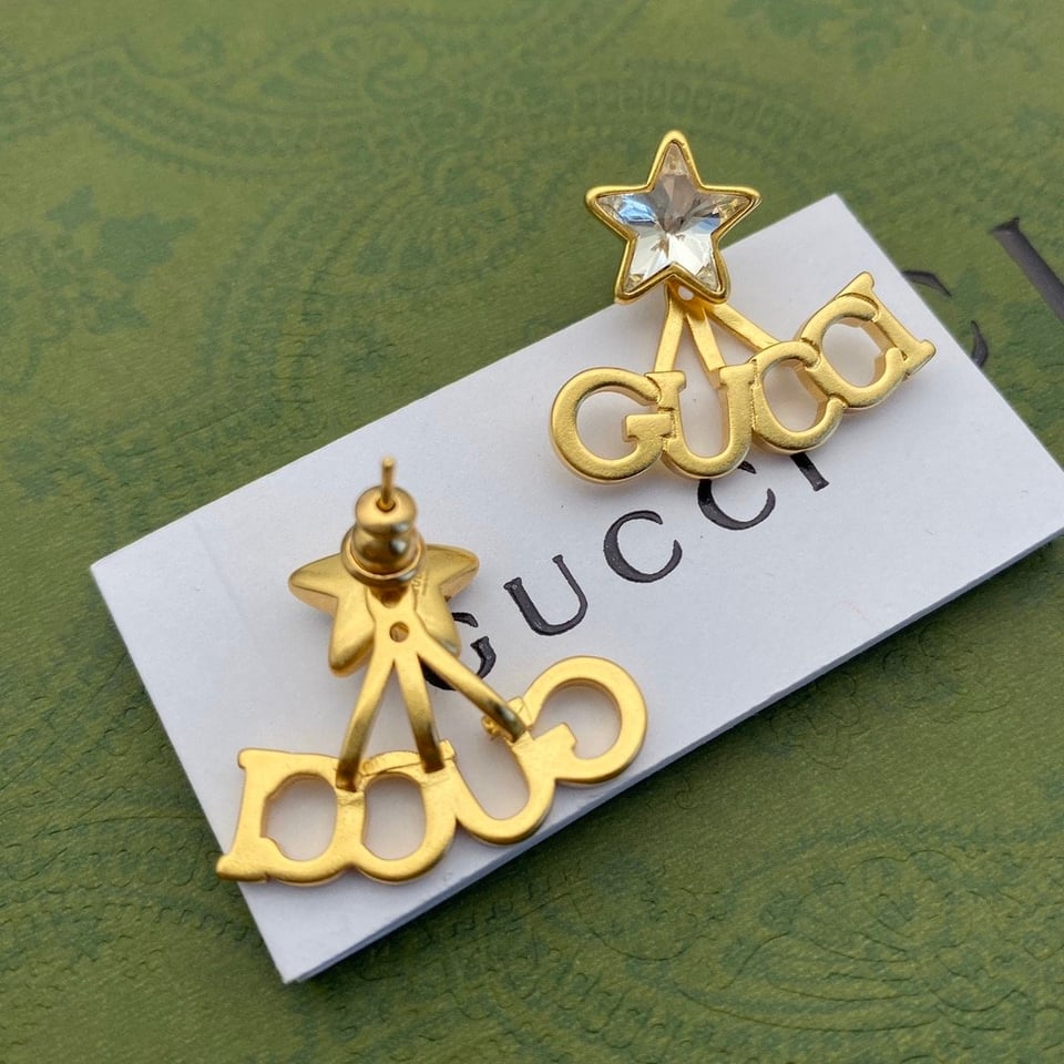 Gucci Crystal Star Gold Earrings 679076 J1D50 8031 view 5