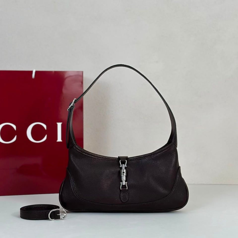 Gucci Jackie Slim Medium Shoulder Bag 28cm/11in Dark Brown ‎863137 view 3