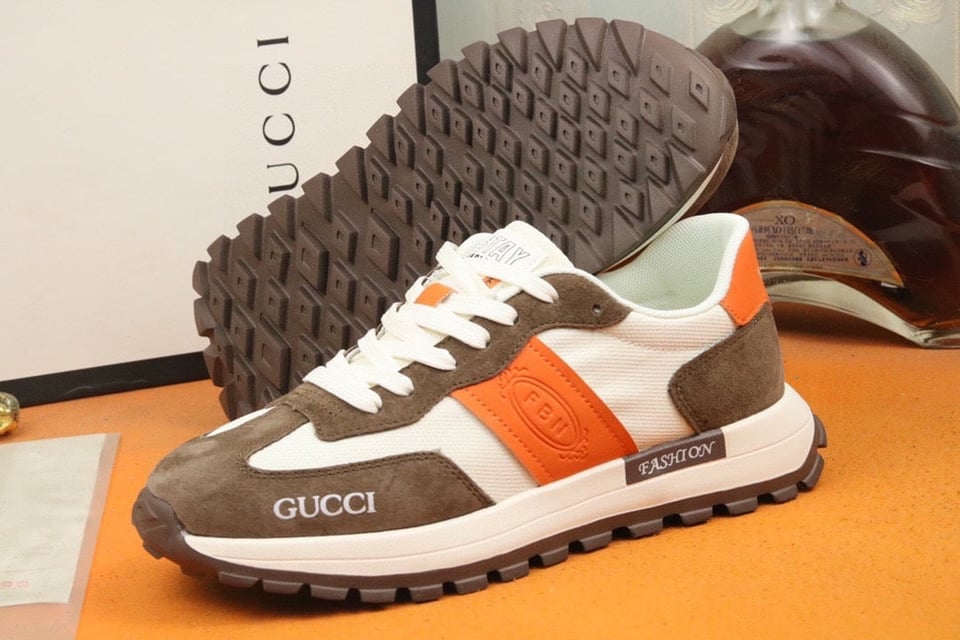 Gucci Men’S Sneaker Low Top Brown And Orange view 5