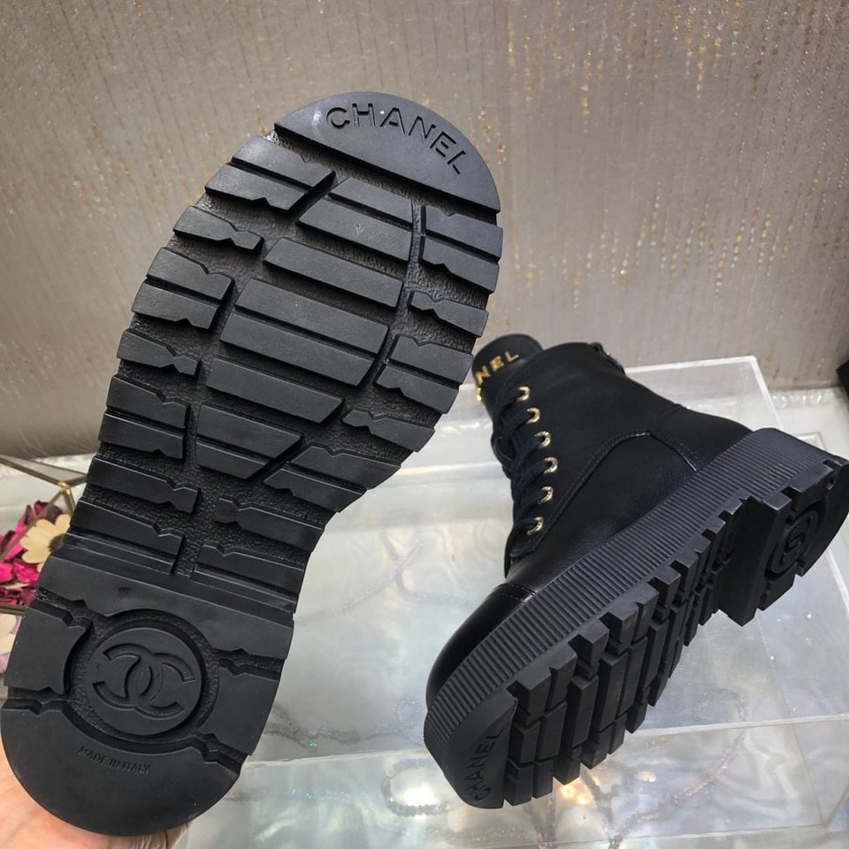 Chanel Cc Lace Up Boot Black G45124 B14018 94305 view 4