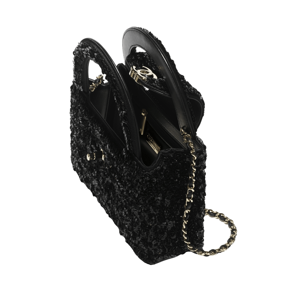 Chanel Mini Sequin Handbag Black 19cm/7.5in view 3