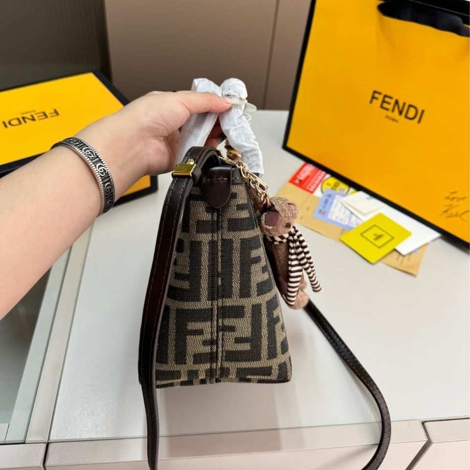 Fendi Mini Roll Ff Jacquard Mini Bag Brown 18Cm view 7