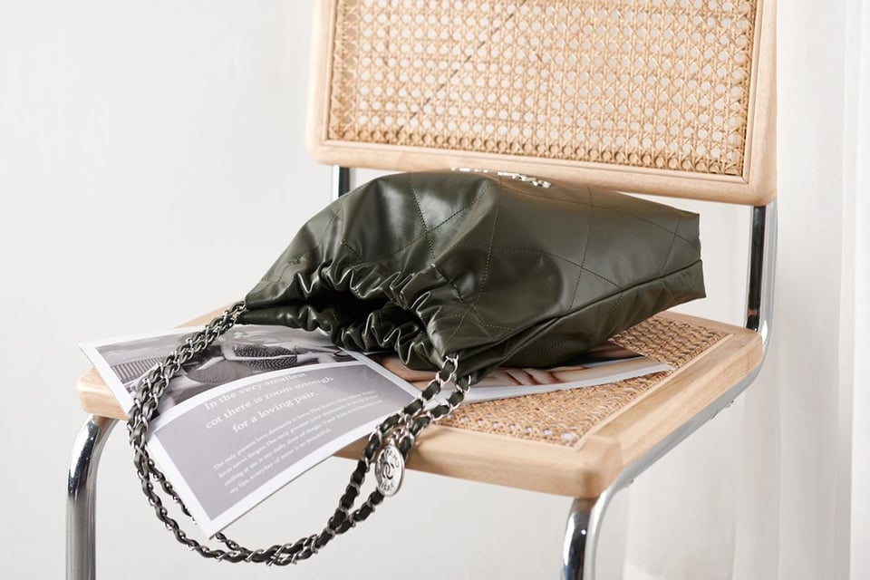 Chanel 22 Hobo Olive Calfskin Silver Hardware view 8