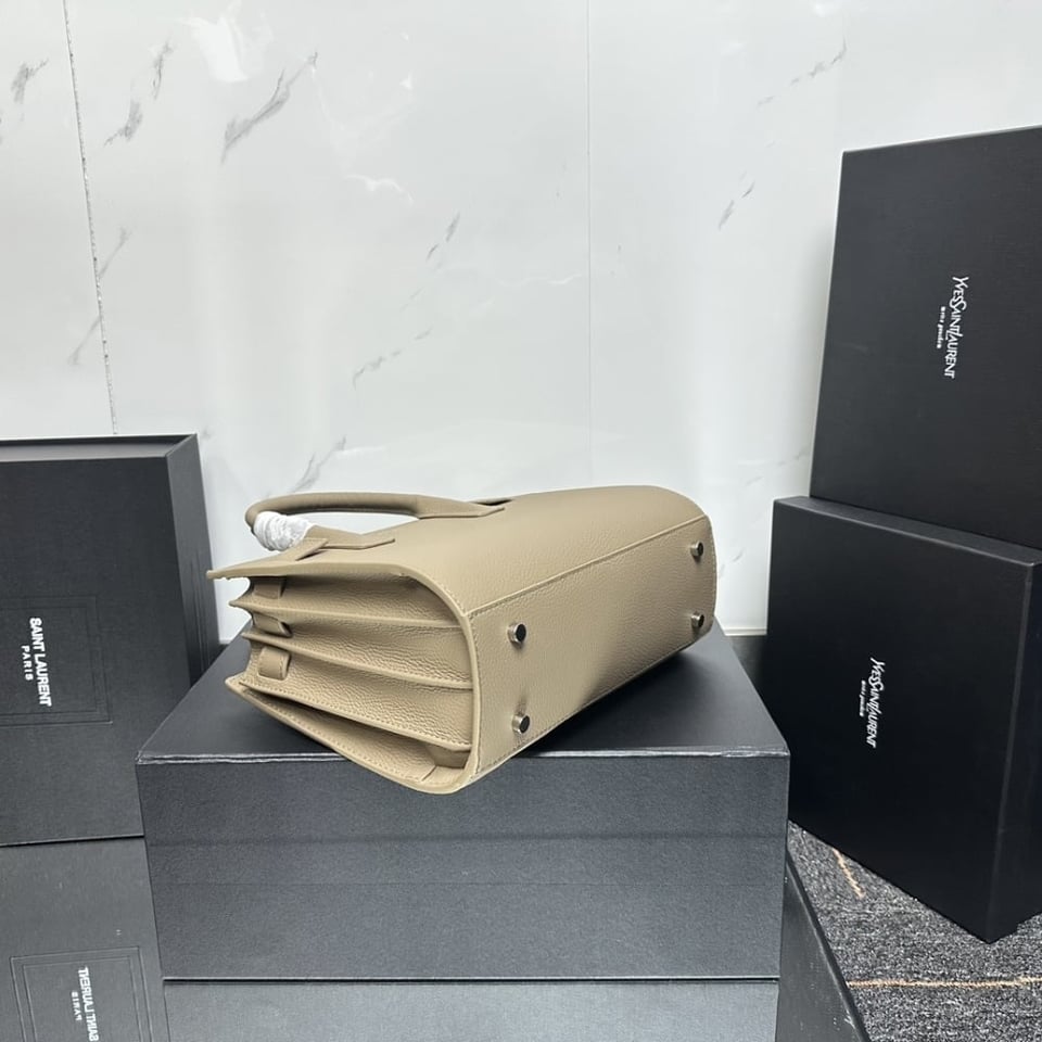 Saint Laurent Sac De Jour Small In Grained Leather Beige 26Cm view 8