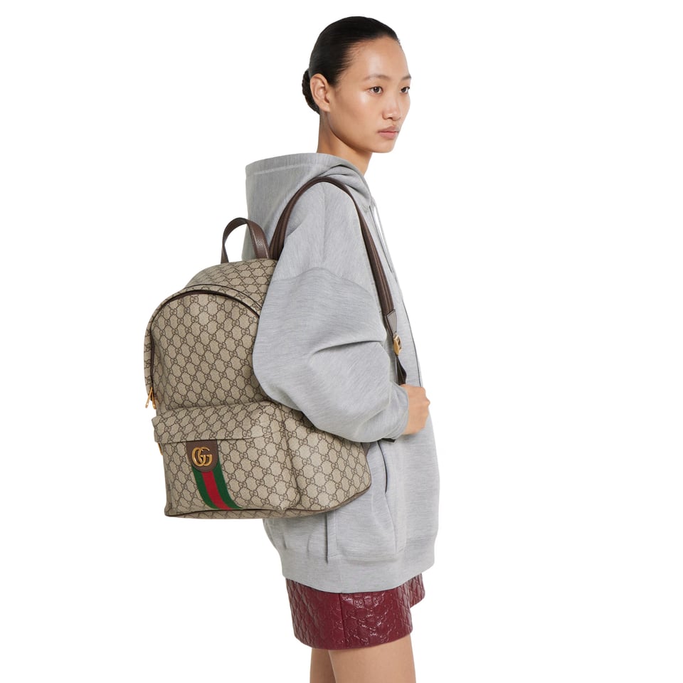 Gucci Ophidia Medium Backpack 834466 Beige And Dark Brown 36.5cm/14.4in view 2