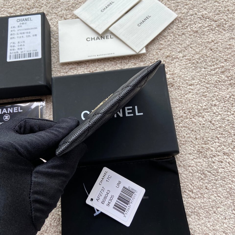 Chanel Card Holder 11Cm Black Caviar Light Gold Hardware view 3