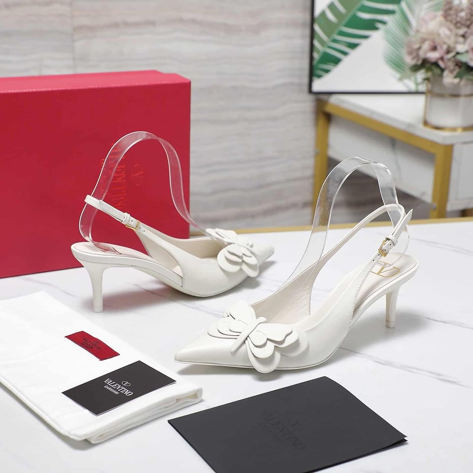 Valentino Garavani Papier Phalène Slingback Pumps White view 6