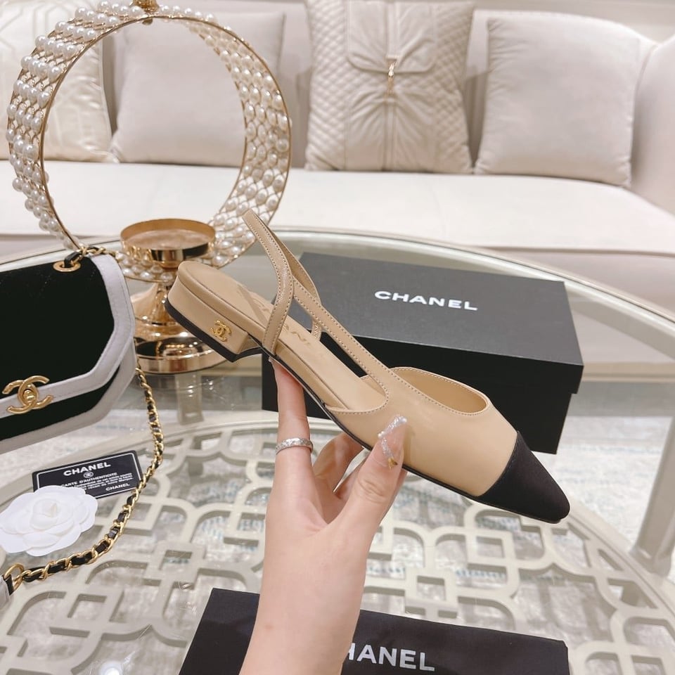 Chanel Slingback Beige Black G31319 Y50006 C8378 view 3