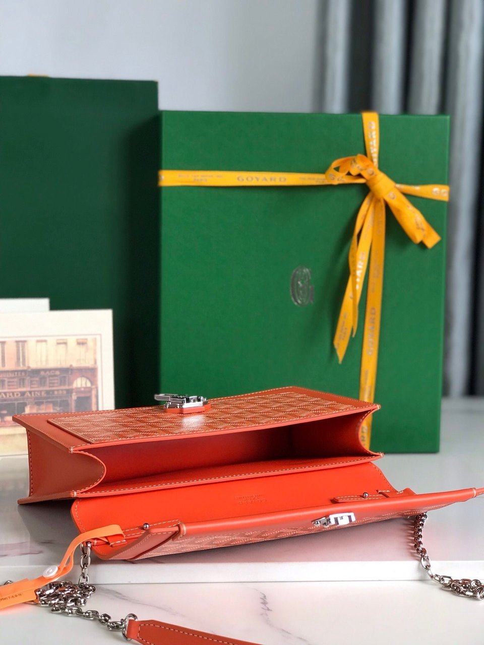 Goyard Duchesse Marie-Caroline Bag 25cm Orange Goyardine Canvas And Smooth Calfskin view 4
