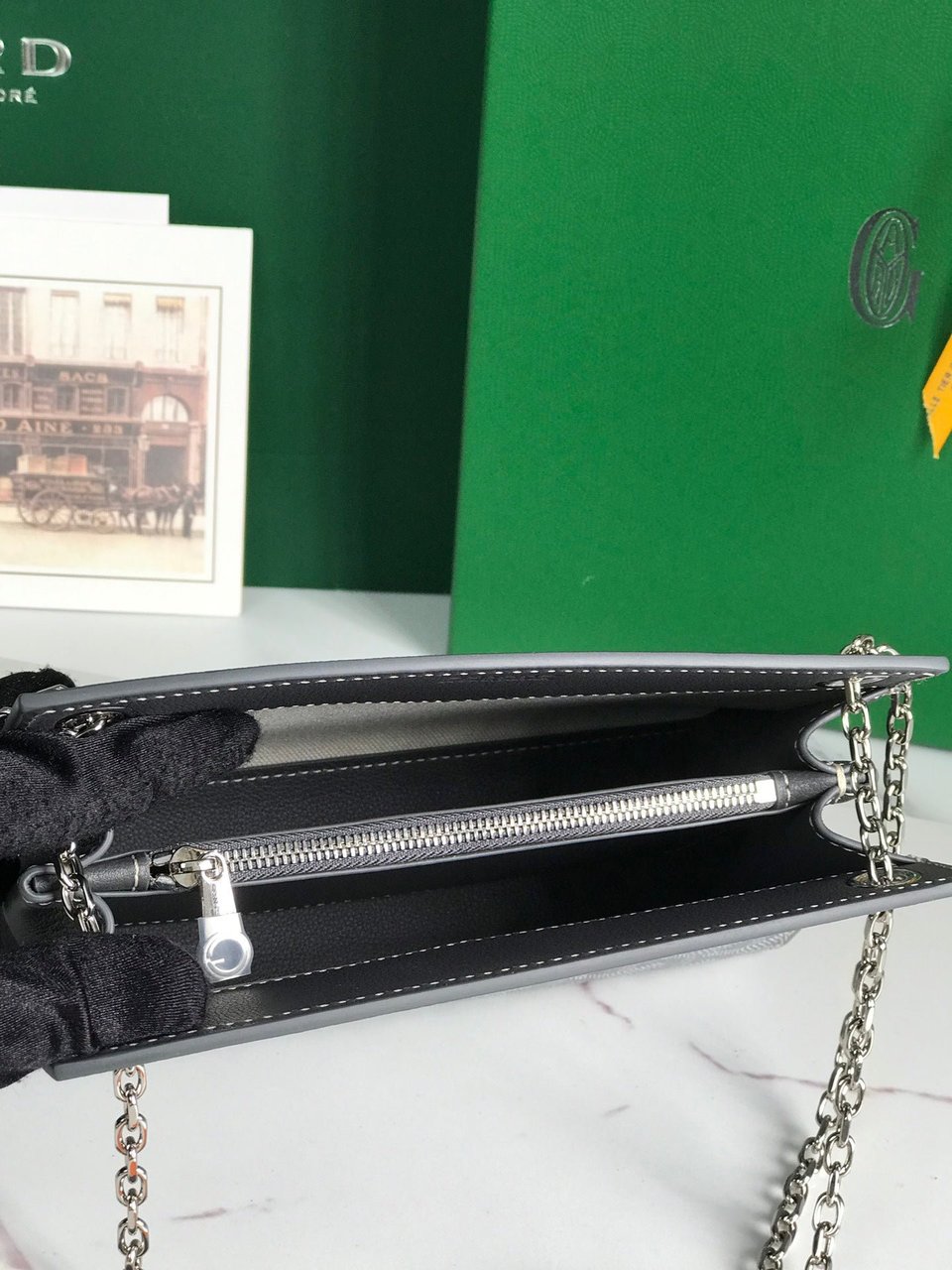 Goyard Rouette Structuré Mini Bag 21cm Grey Black Goyardine Canvas And Calfskin view 7