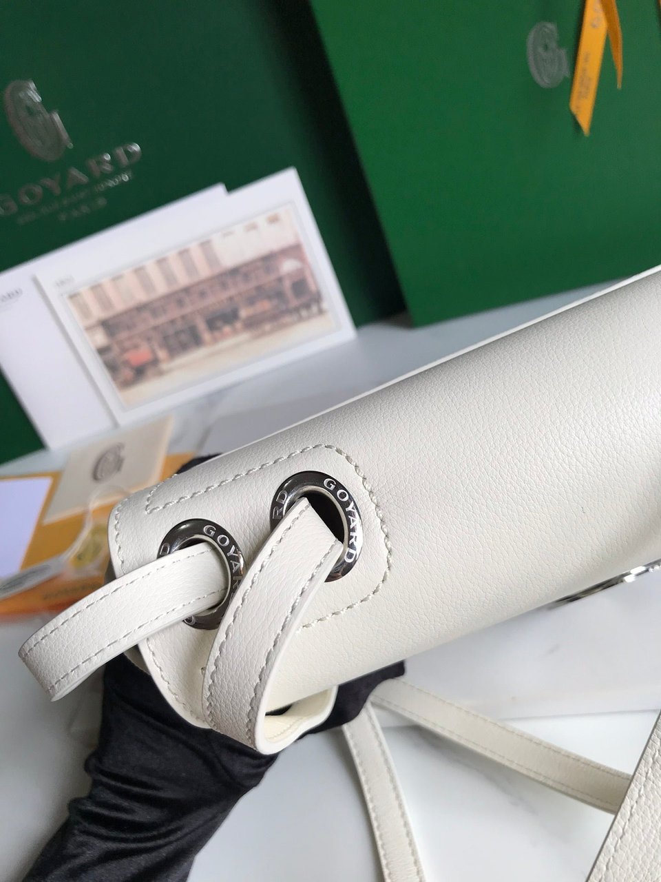 Goyard 233 Bag 25 Cm White Calfskin And Goyardine Canvas 25cm view 11