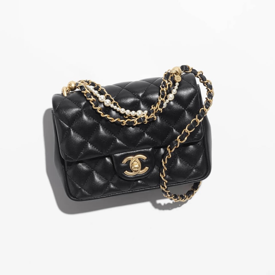Chanel Mini Flap Bag with Pearl Top Handle Chain view 2