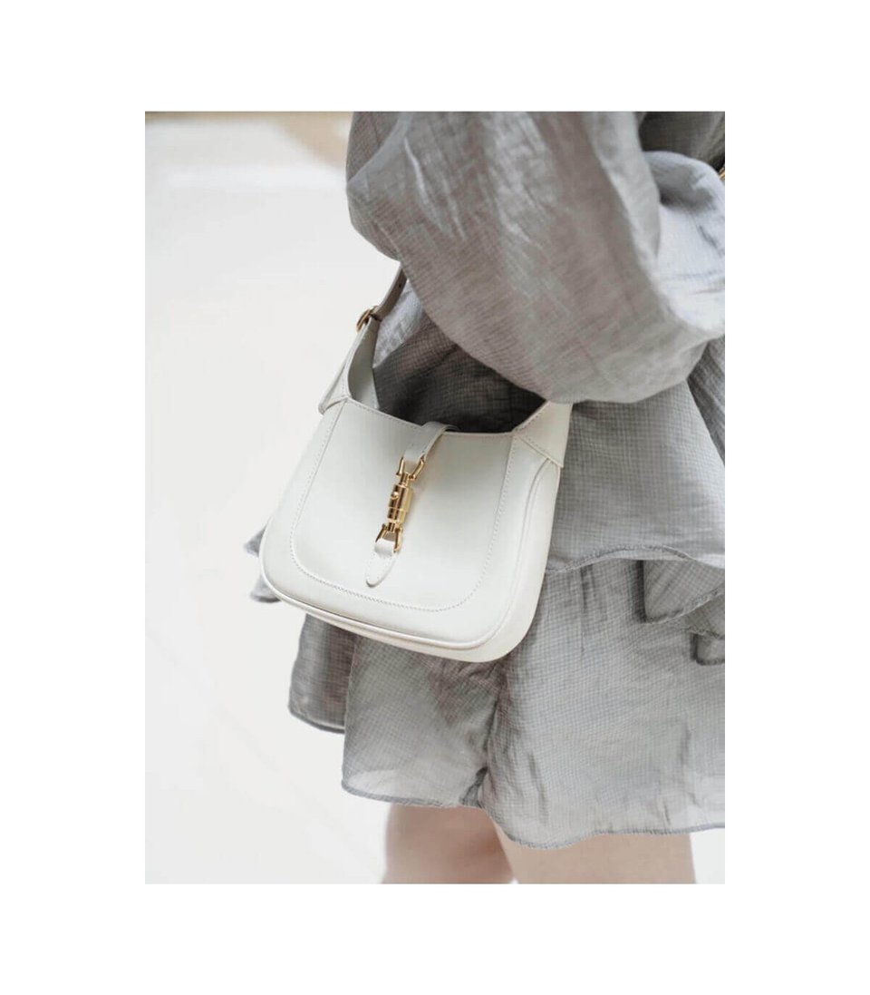 Gucci Jackie 1961 Mini Hobo Bag In White Leather 19cm view 10