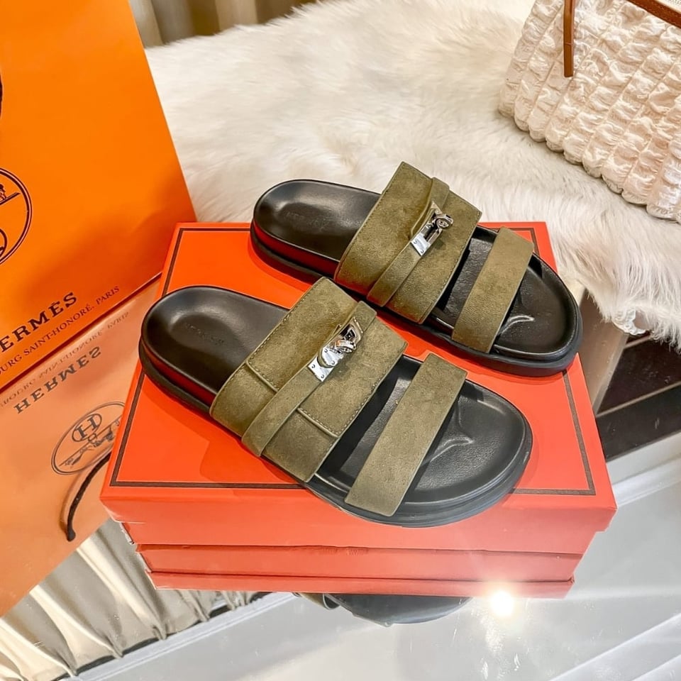Hermes Jackson Sandal Tundra Green H242948Zh1R420 view 4