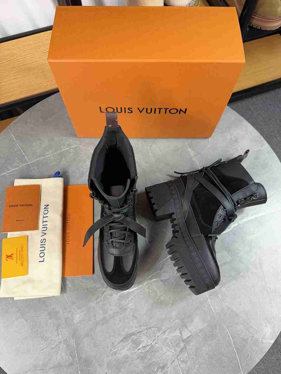 Louis Vuitton Laureate Platform Desert Boot Black 1Ad25F view 3
