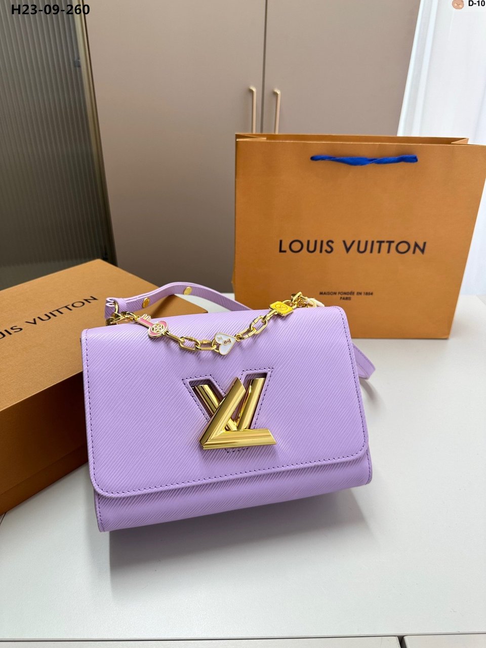 Louis Vuitton Twist Mm Bags Epi Leather Lock Chain Purple 23Cm view 3