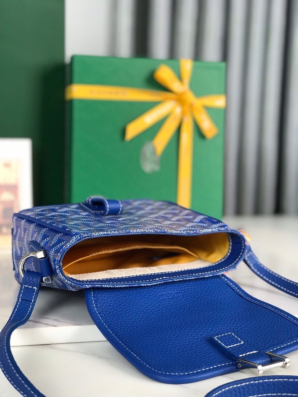 Goyard Grand Bleu 16cm Sapphire Blue Goyardine Canvas And Lambskin view 5