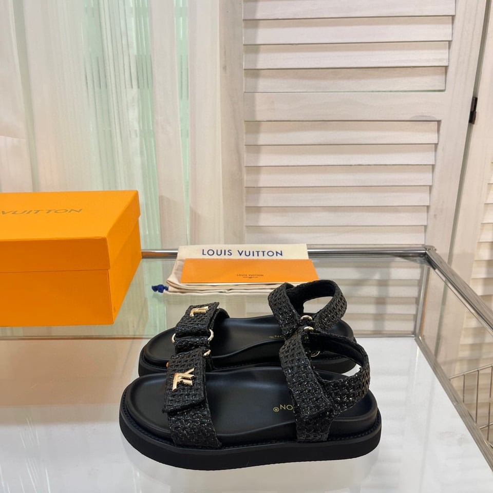 Louis Vuitton Sunset Flat Comfort Sandal Black 1Abhfz view 3