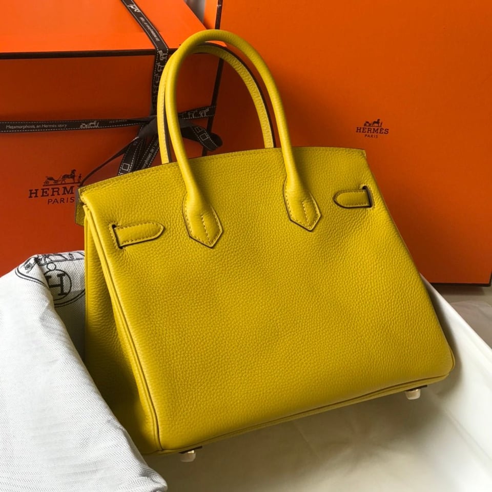 Hermes Birkin Amber Yellow Togo Leather Gold Hardware view 9