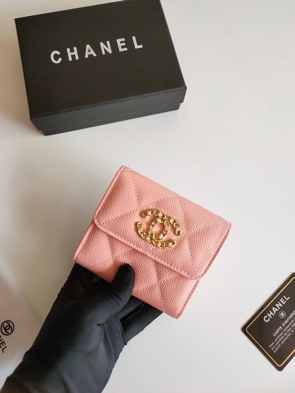 Chanel Square Purse 12 Peach Grained Calfskin Gold Icon view 7