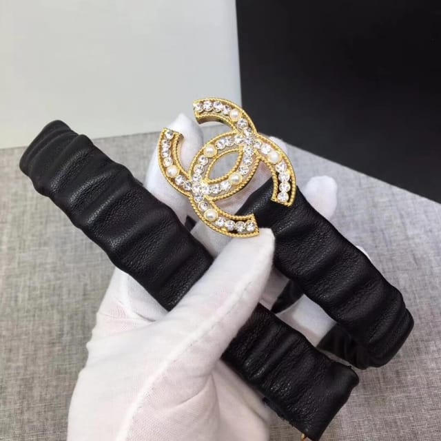 Chanel Lambskin &amp; Gold-Tone Metal Belt 94305