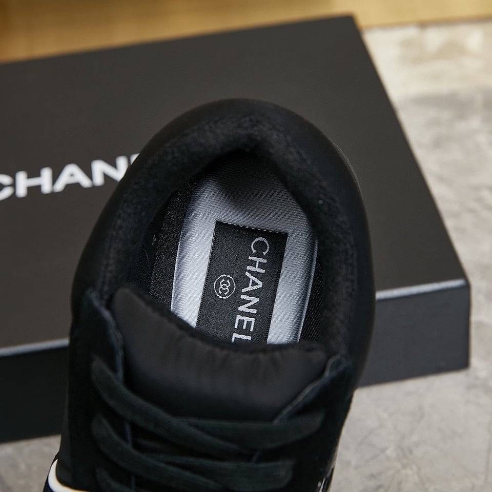 Chanel Suede Reflective Sneakers Black view 4