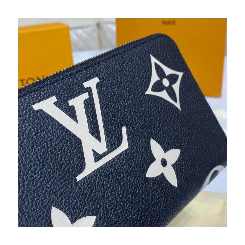 Louis Vuitton Bicolor Monogram Empreinte Leather Zippy Wallet Black / Beige view 6