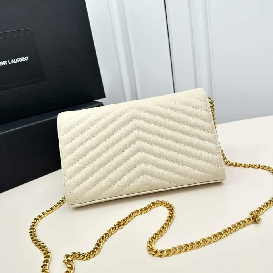 Saint Laurent Classic Cassandre Chain Wallet Bag White 24Cm view 5