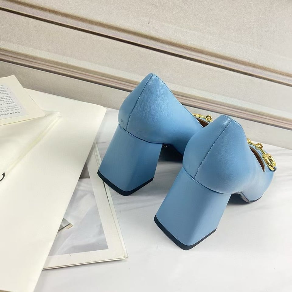 Gucci Women’S Mid Heel Pump With Horsebit Blue view 8