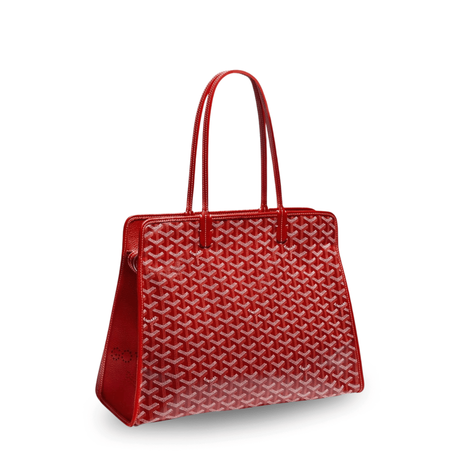 Goyard Hardy Pm Bag 40 Cm Red Goyardine Canvas And Taurillon Leather Trim view 2