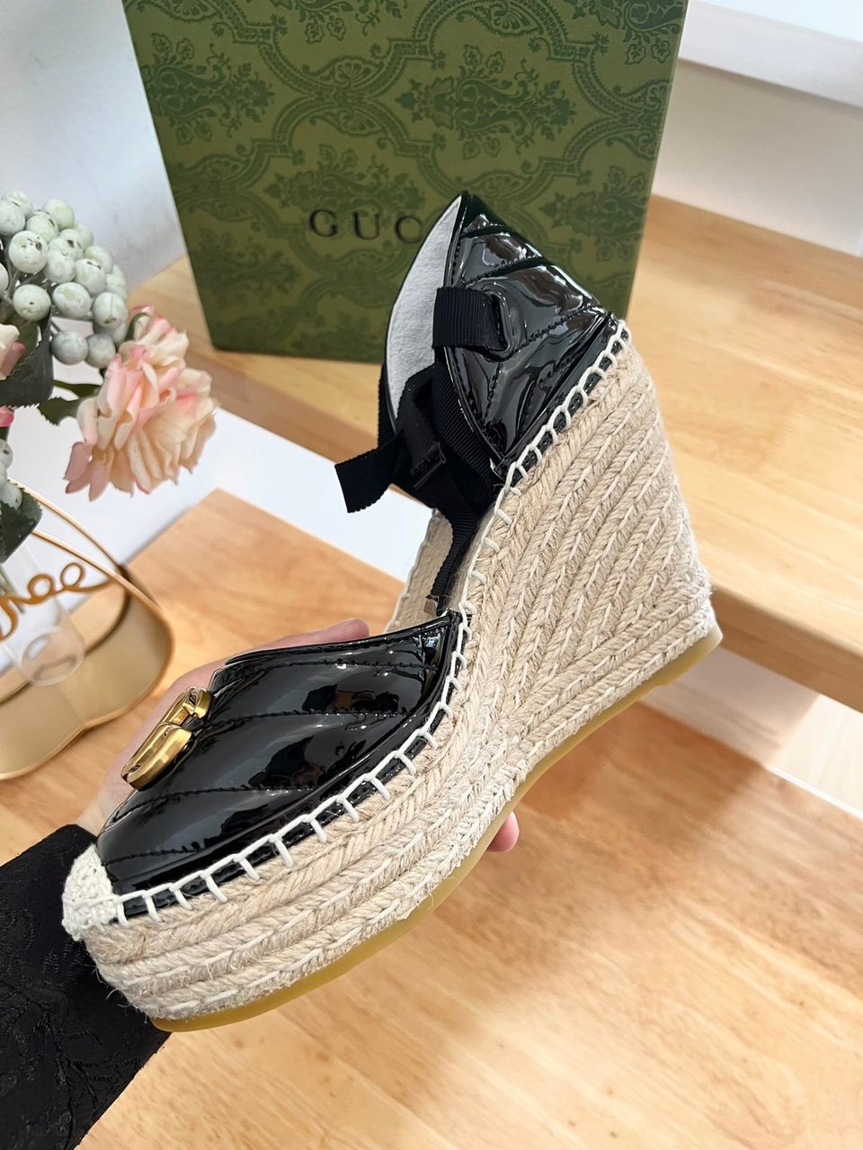 Gucci Leather Platform Espadrille Black 573023 Btmo0 1000 view 5