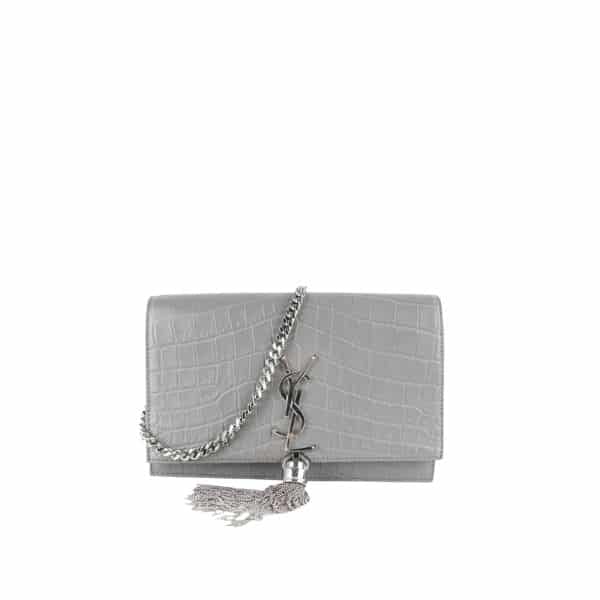 Saint Laurent Kate Monogram Shoulder Bag Crocodile Gray 20Cm view 2