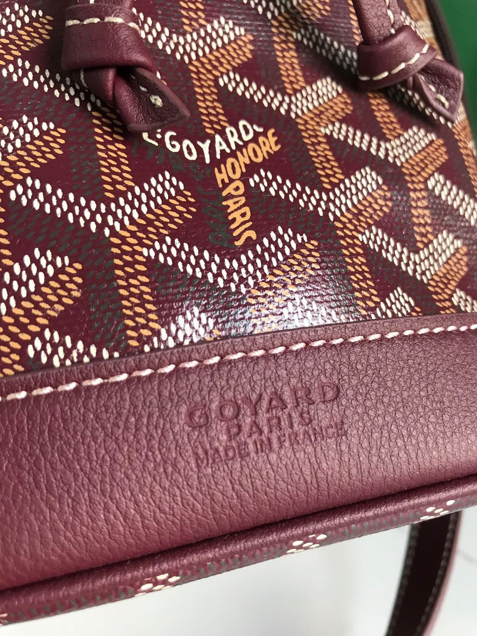 Goyard Petit Flot Bucket Bag 22 Cm Wine Red Goyardine Canvas And Lambskin Trim view 5