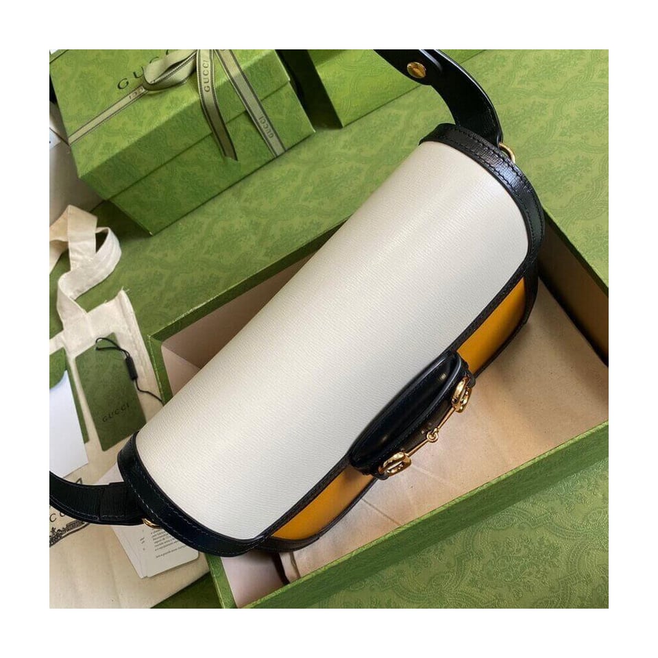 Gucci Horsebit 1955 Small Bag in White/Sand Leather view 6