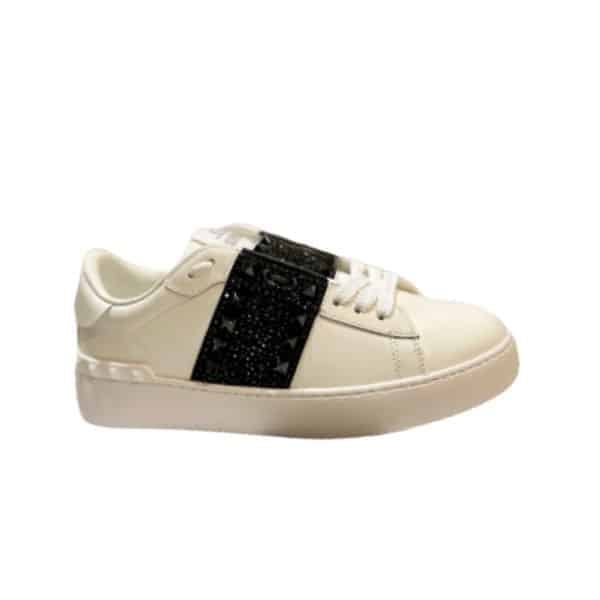 Valentino Garavani Rockstud Untitled Crystal Embellished Leather Sneakers Black view 2
