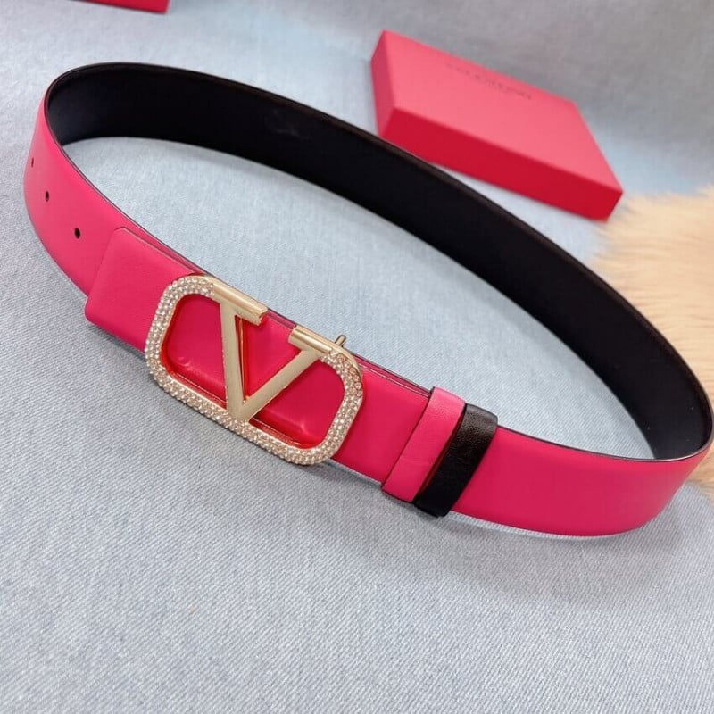 Valentino Garavini VLogo Pearl-Embellished Reversible Leather Belt