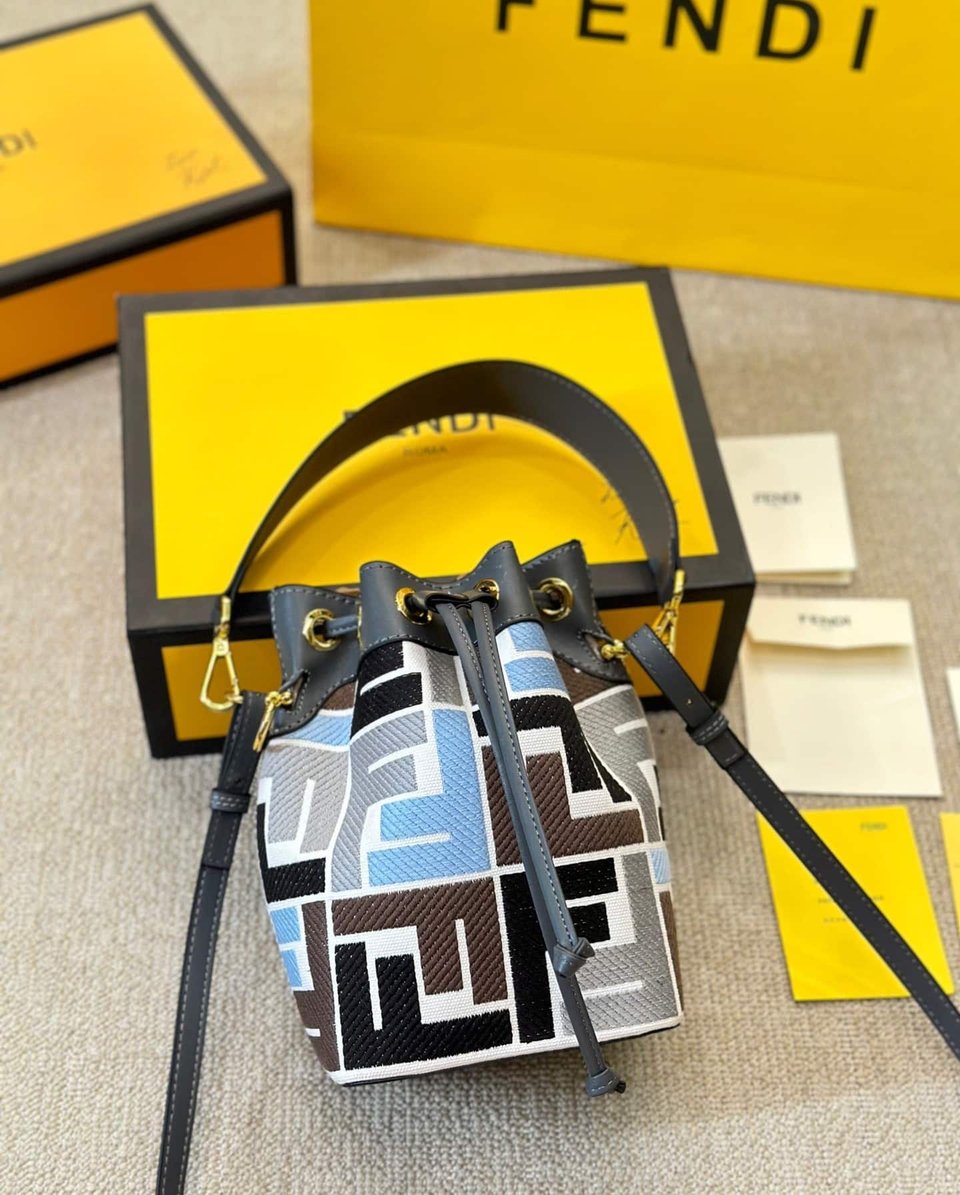 Fendi Mon Tresor Multicolor Canvas Mini Bag With Ff Embroidery 22Cm 8Bs010Arc3F1Opk view 5