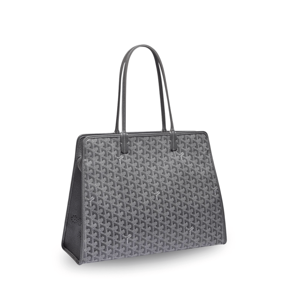 Goyard Hardy Pm Bag 40 Cm Gray Goyardine Canvas And Taurillon Leather Trim view 2