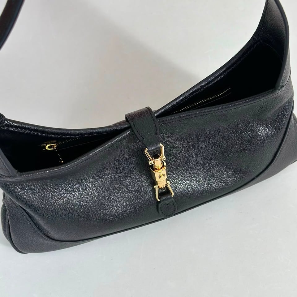 Gucci Jackie Slim Medium Shoulder Bag 28cm/11in Black Leather ‎863137 view 10