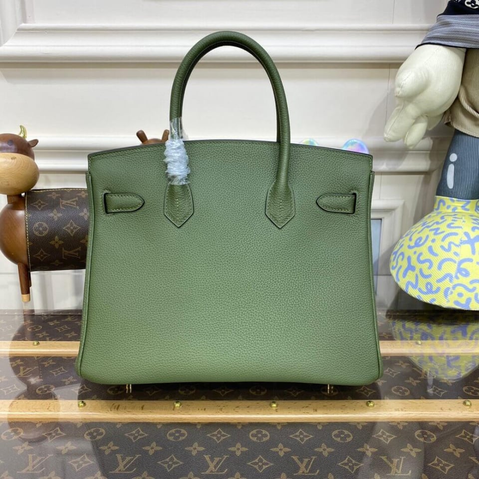 Hermes Birkin 30 Bag Vert Foret Gold Hardware Togo Leather view 4