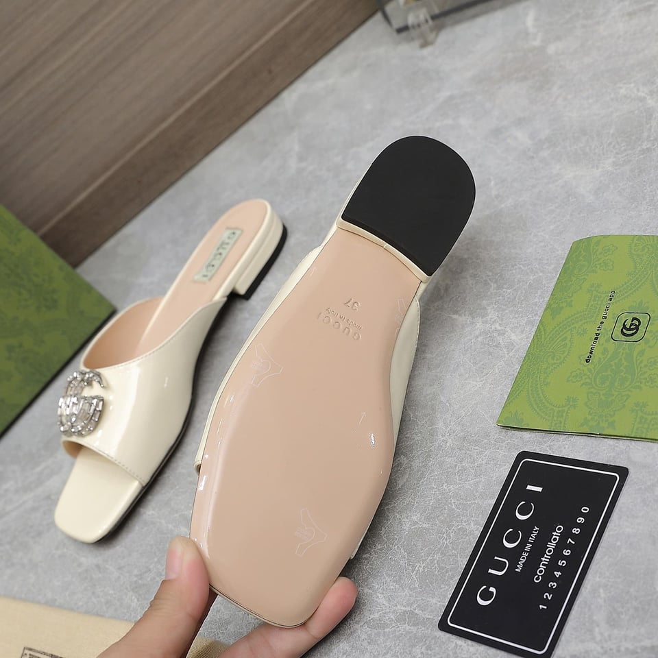 Gucci Gg Crystal Slippers White view 8